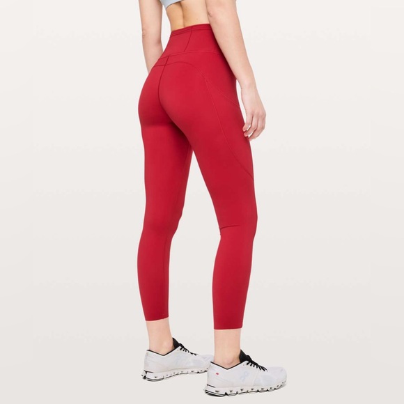 Lululemon Fast & Free 7/8 Tight II *Non-Reflective Nulux Dark Red size 18 - Picture 2 of 12